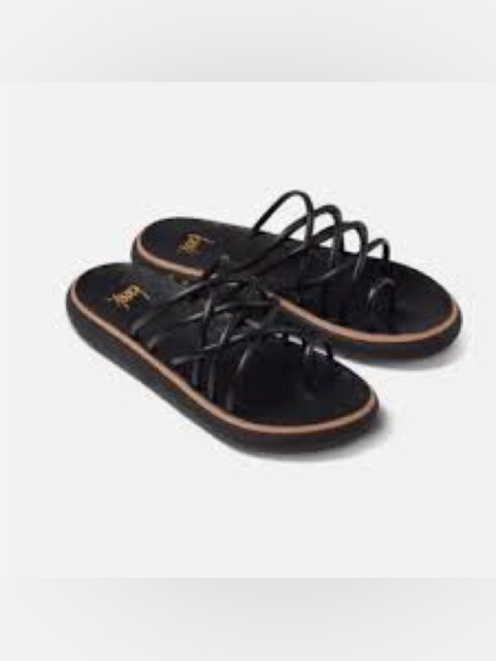 New Beek Peep leather black sandals strappy 7